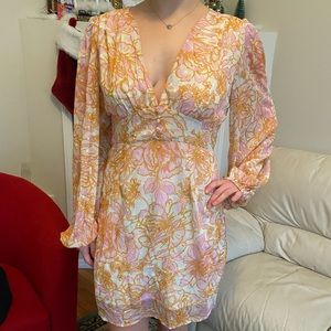 Billy j Esther Mini Dress in Orange/Pink Floral